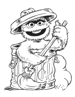 A coloring page of sesame street